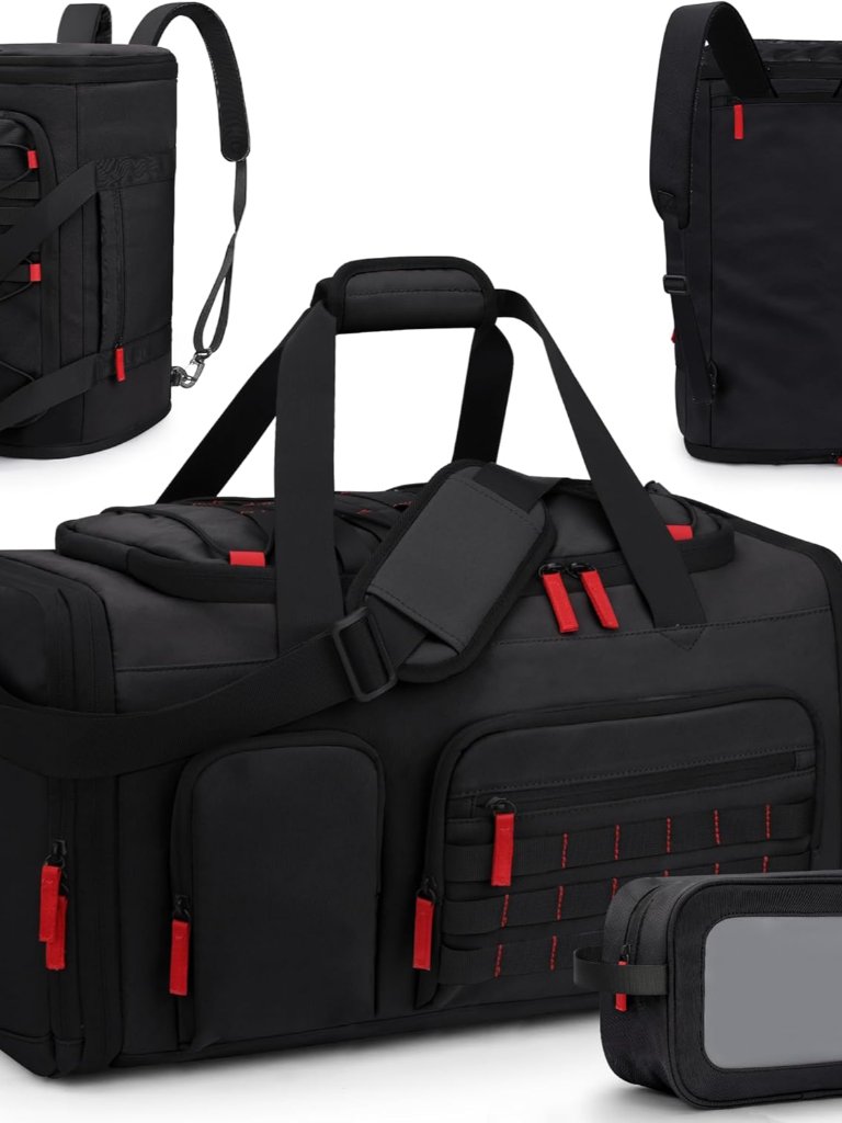 Gym Bags For Men Women, 45l Sports Travel Duffle Bag With Shoe Compartment, 3 In